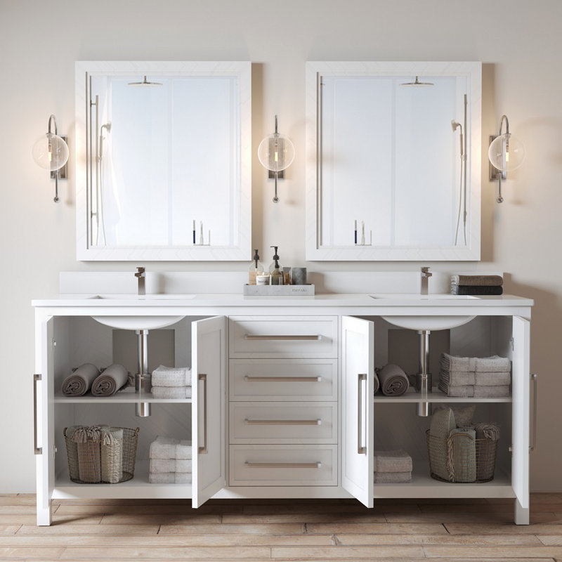 Latitude Run® Merelus 72'' Free-standing Double Bathroom Vanity with Quartz Vanity Top | Wayfair